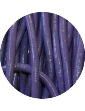 Cordon de cuir rond violet-2mm-Asie