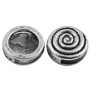 Passant intercalaire rond spirale couleur argent tibetain-14mm