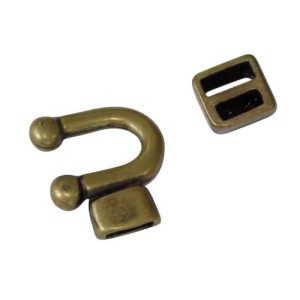 Fermoir crochet type U couleur bronze pour cuir plat de 5mm-20mm