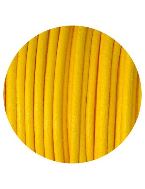 Cordon de cuir rond jaune-2mm-Espagne