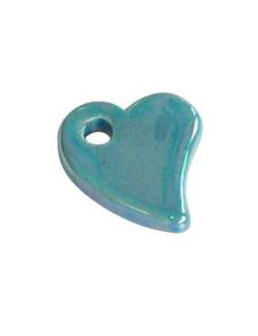 Pampille coeur emaillee de couleur bleue-22mm