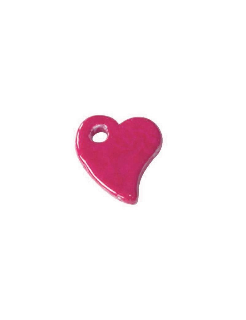 Pampille coeur emaillee de couleur rouge-22mm