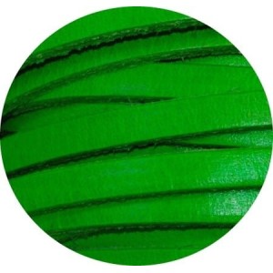 Cordon de cuir plat 5mm x 2mm de couleur vert fluo-vente au cm