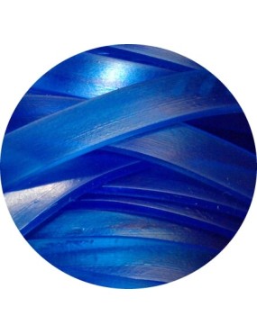 Cordon caoutchouc plat bleu translucide de 6mm déjà coupé à 1 mètre