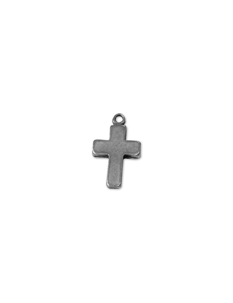 Croix lisse et basique en metal placage argent-24mm