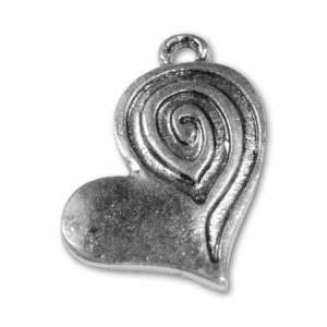 Pendant coeur et sa spirale couleur argent tibetain-25mm
