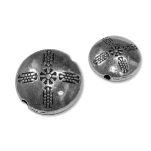 Perle lentille en metal couleur argent tibetain-12mm