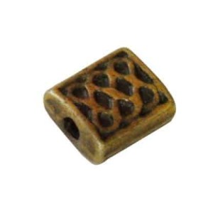 Perle rectangle bombee couleur bronze-7mm