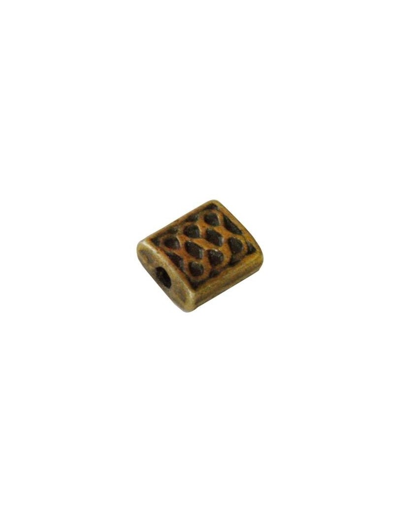 Perle rectangle bombee couleur bronze-7mm