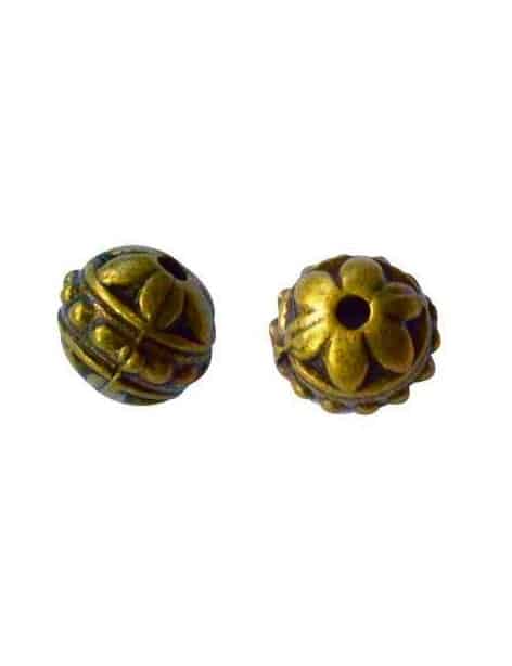 Poche de 10 perles fleurs picots couleur bronze antique-8mm