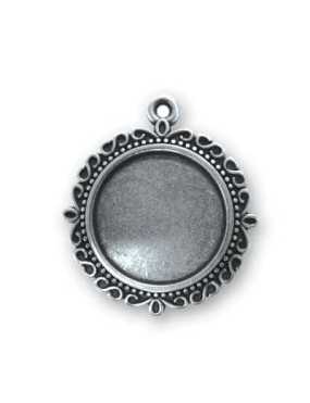 Support fimo baroque rond placage argent-38mm
