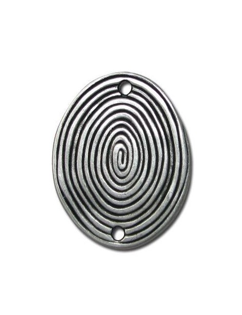 Intercalaire ovale ethnique placage argent-43mm