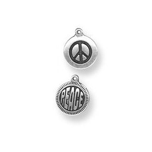 Pampille message peace placage argent-18mm