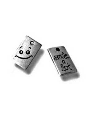 Pampille smile a lot rectangle placage argent-16mm