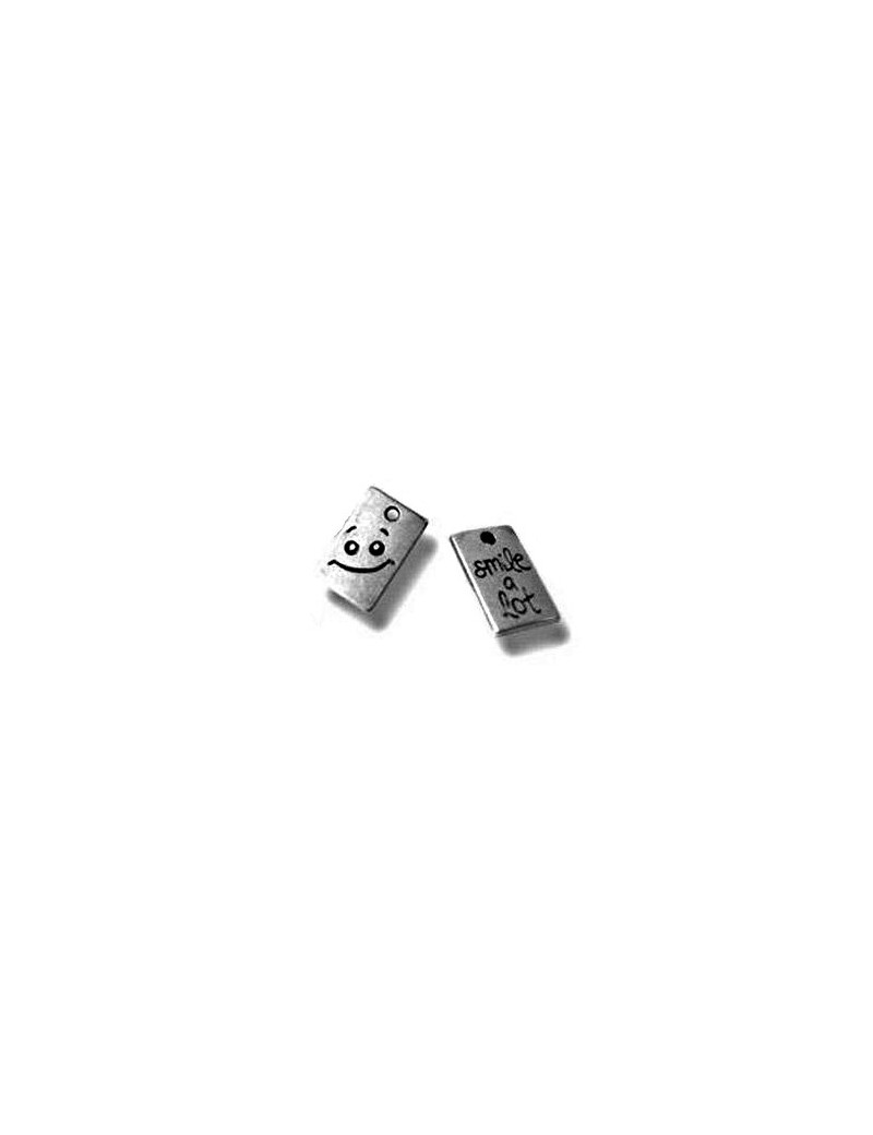 Pampille smile a lot rectangle placage argent-16mm