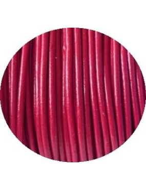 Cordon de cuir rond couleur framboise-2mm-Asie