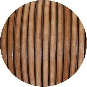 Cordon de cuir plat vintage 5mm couleur beige-vente au cm