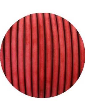 Un metre de cuir plat vintage 5mm couleur rouge
