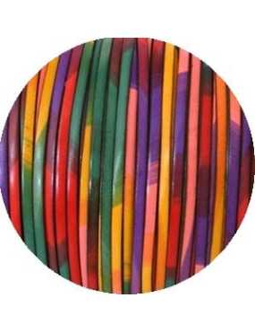 Cordon de cuir plat 5mm multicolore-vente au cm