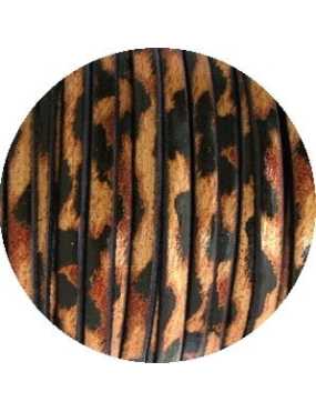 Cordon de cuir plat 5mm leopard-vente au cm