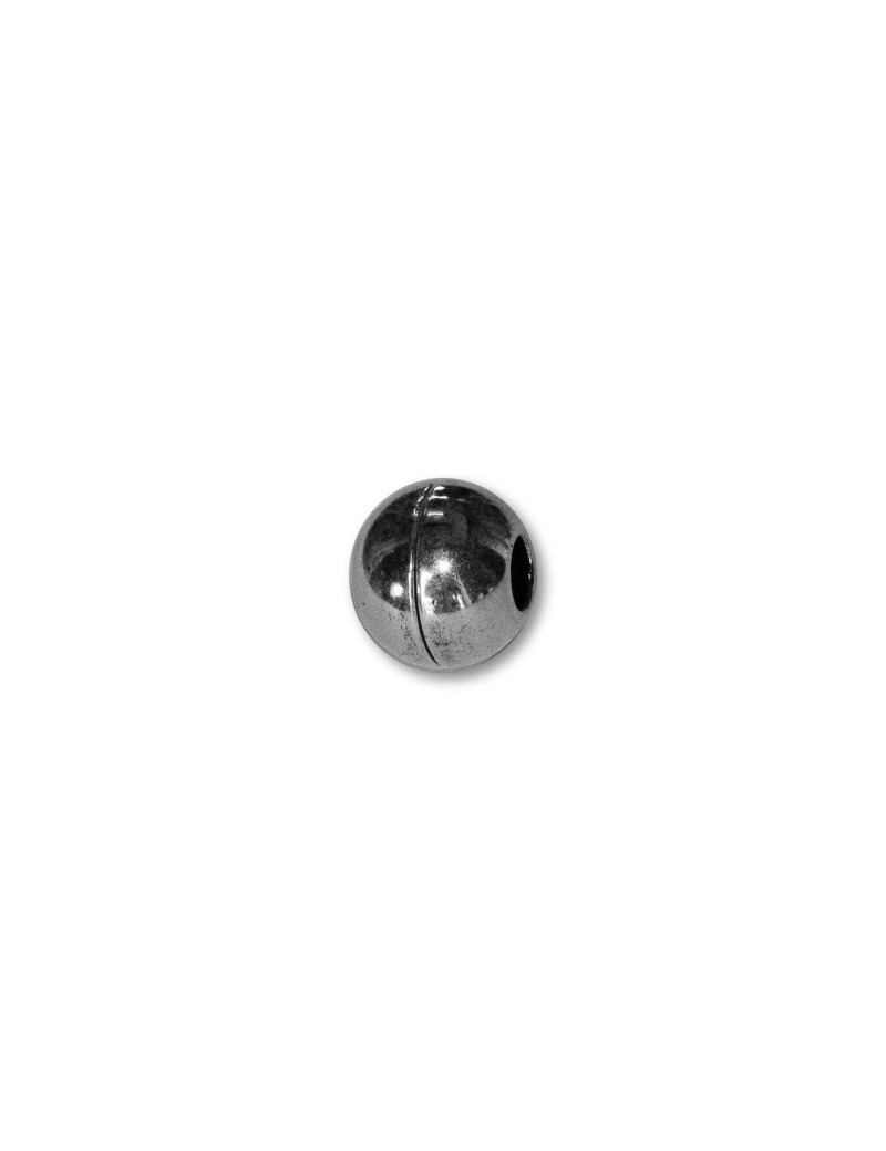 Fermoir aimante boule placage argent pour cuir rond 5mm