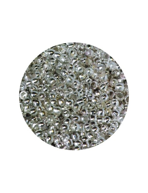 Pochette de 100 perles a ecraser en metal couleur argent-2mm