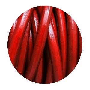 Cordon de gros cuir 10mm x 6mm de couleur rouge marbré-vente au cm