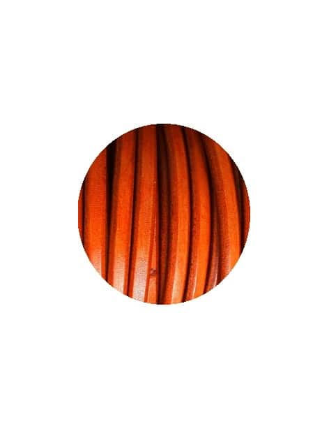 Cordon de gros cuir 10mm x 6mm de couleur rouille-vente au cm