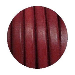 Cordon de gros cuir 10mm x 6mm de couleur bordeaux-vente au cm
