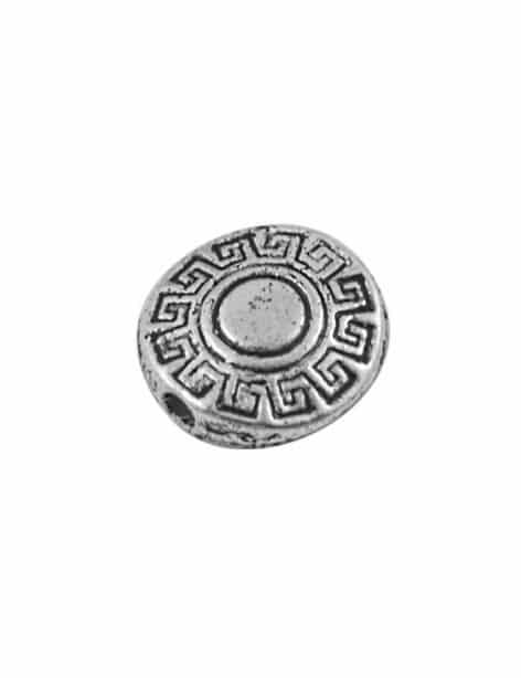 Perle disque gravures Azteques ou grecques sans plomb et sans nickel