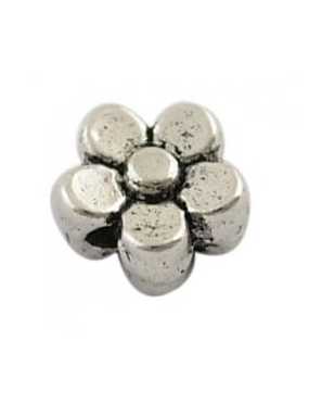 Sachet de 10 petites perles fleur couleur argent tibetain-5mm