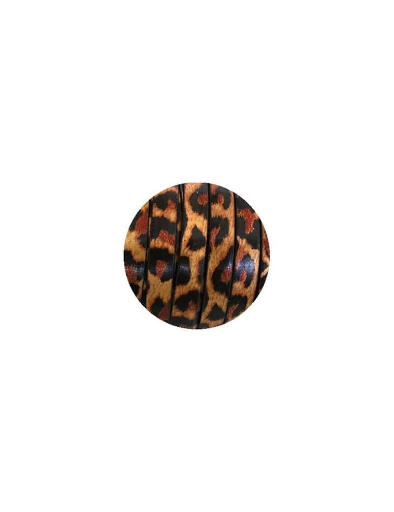 Cordon de cuir plat 10mm x 2mm leopard-vente au cm