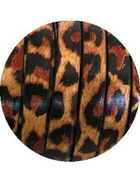 Cordon de cuir plat 10x2mm leopard vendu au metre