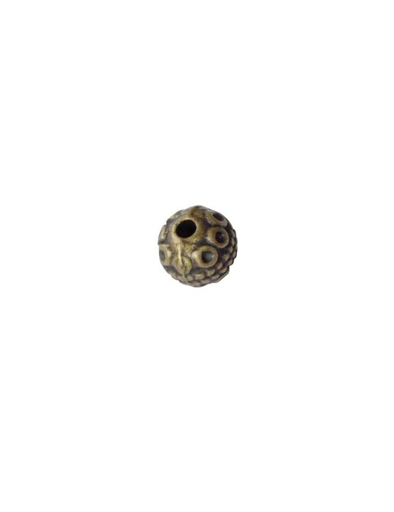 Lot de 10 Perles rondes picots couleur bronze-9mm