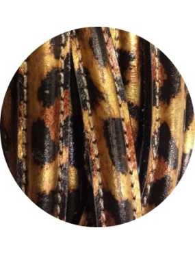 Cordon de cuir demi rond creux leopard-vente au cm