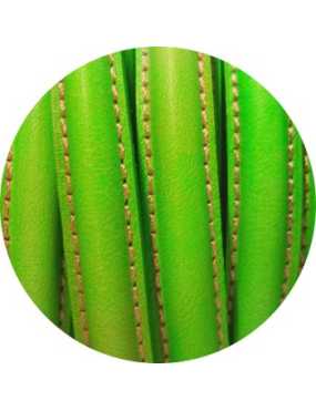 Cordon de cuir demi rond creux vert fluo-vente au cm