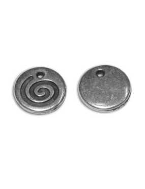 Lot de 10 pampilles rondes spirale placage argent-10mm