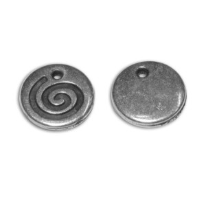 Lot de 10 pampilles rondes spirale placage argent-10mm