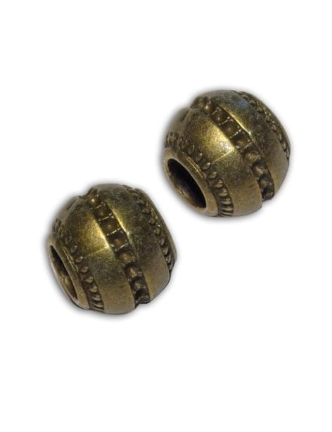 Perle gros trou en metal couleur bronze antique-12.5mm