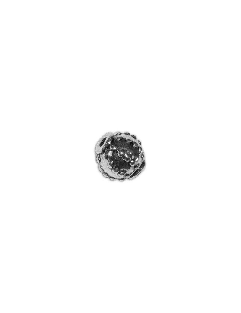 Lot de 10 perles rondes de 6mm avec des picots couleur argent tibétain