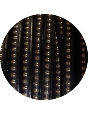 Cordon de cuir plat 6mm noir a billes vendu au metre