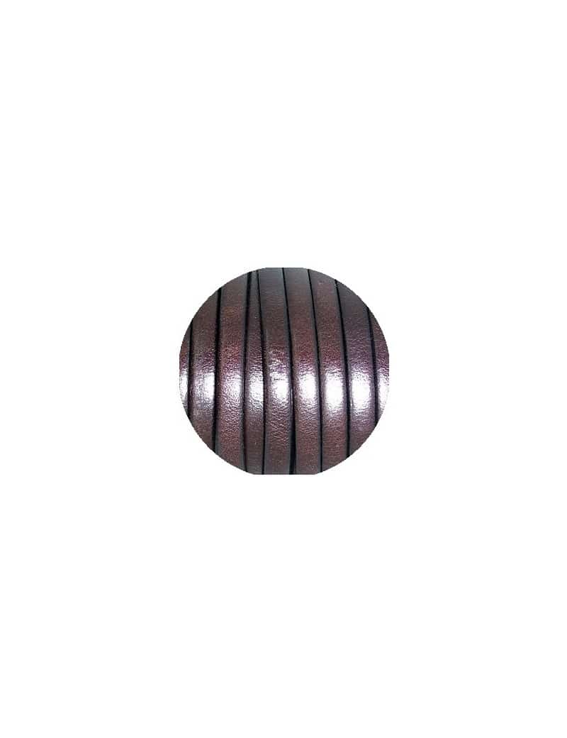 Cordon de cuir plat 5mm couleur moka vendu au metre