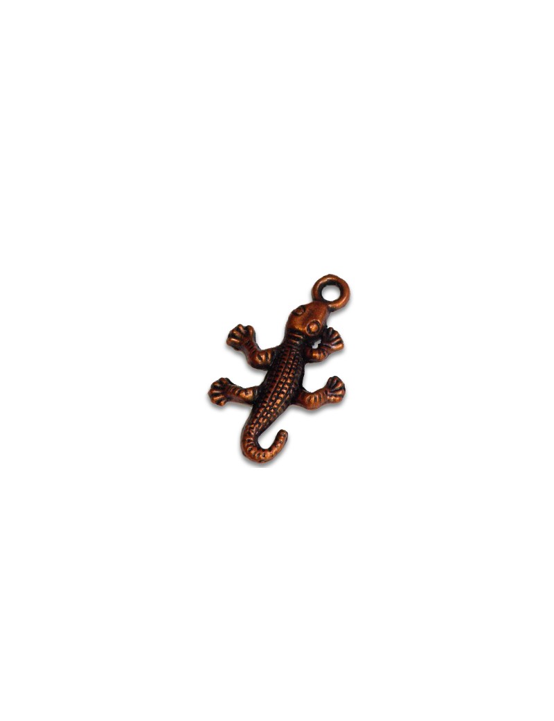 Pampille ou breloque lezard en metal couleur cuivre-25.5mm