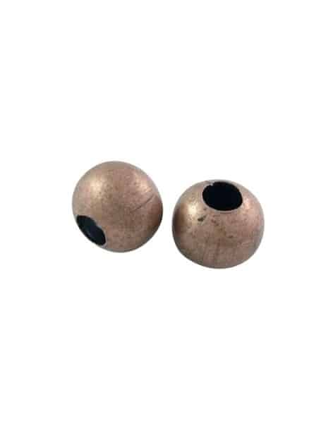 Perle ronde creuse en metal couleur cuivre antique