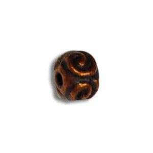 Perle ronde a spirales en metal couleur cuivre antique-5.5mm