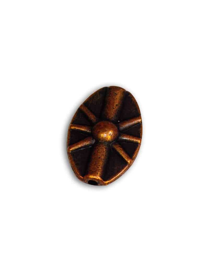Perle plate ovale en metal couleur cuivre antique-20mm