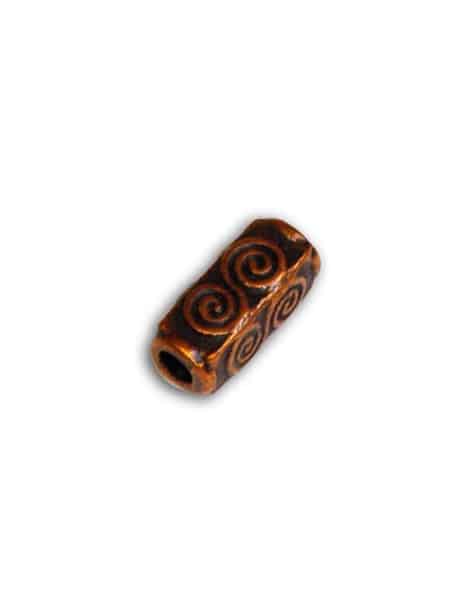Perle rectangle gravee spirales couleur cuivre-10.5mm