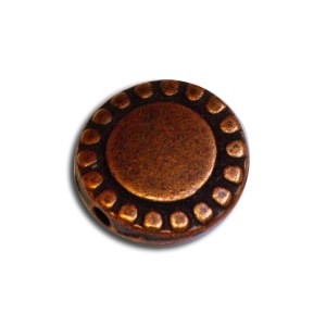 Grande perle ronde gravee picots en metal couleur cuivre-12mm