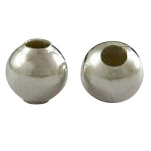 Lot de 100 Perles creuses en metal couleur nickel-6mm