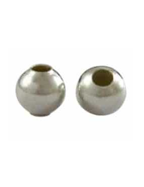 Lot de 100 Perles lisses creuses brillantes en metal couleur nickel-3mm